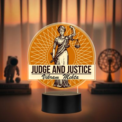 Personalized Judge and Justice LED Lamp with Warm White Light Gift for Judge Men & Women Home & Judge Office Desk Decor Light